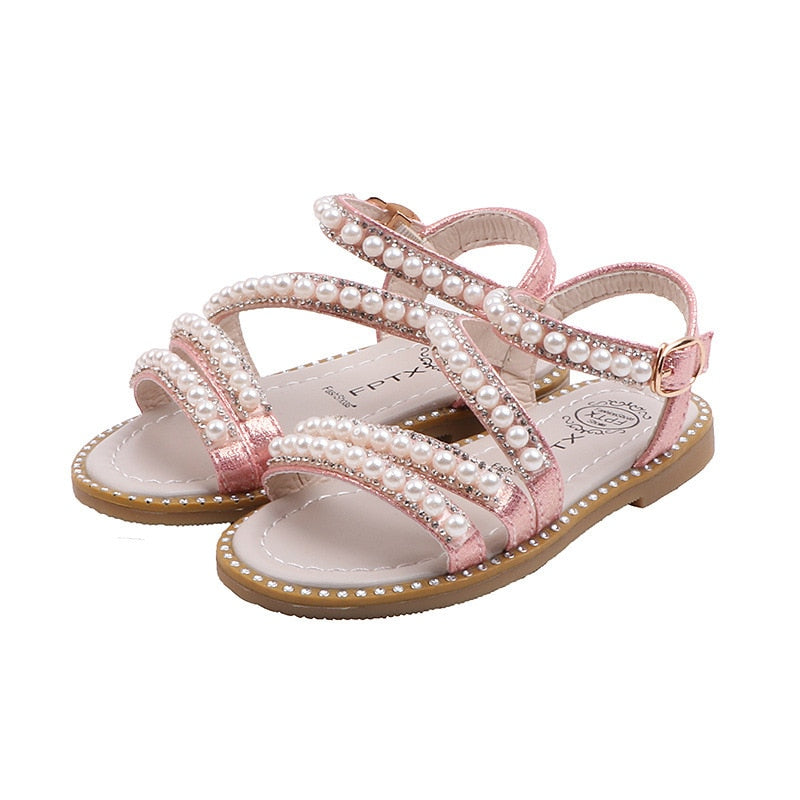 Sandales à perles et confortable pour filles - Rose - Nos Sandales