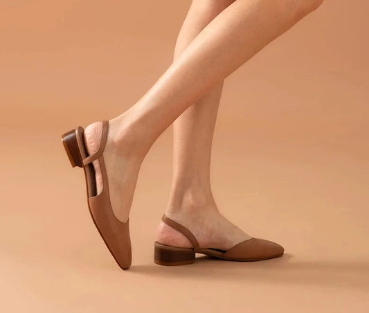 Sandale à petit talon et confortable en cuir de haute qualité pour femme