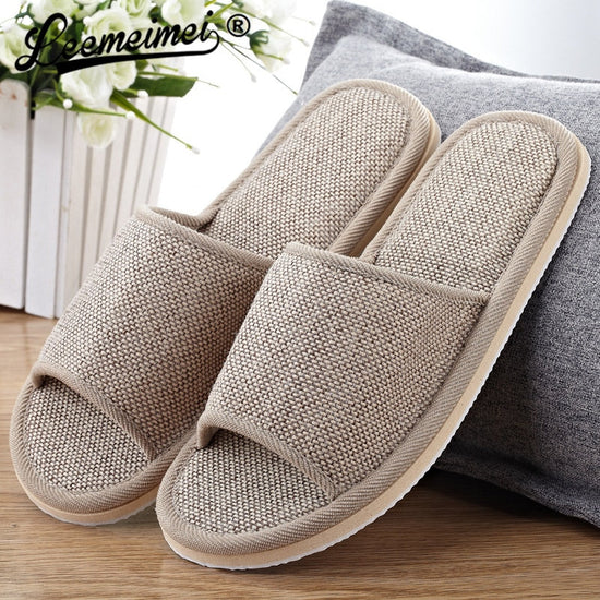 Sandale confortable en lin naturel - Beige - Nos Sandales
