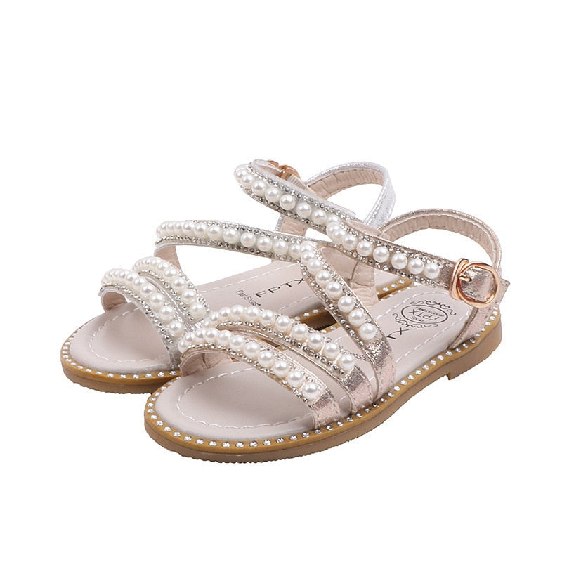 Sandales à perles et confortable pour filles - Or - Nos Sandales