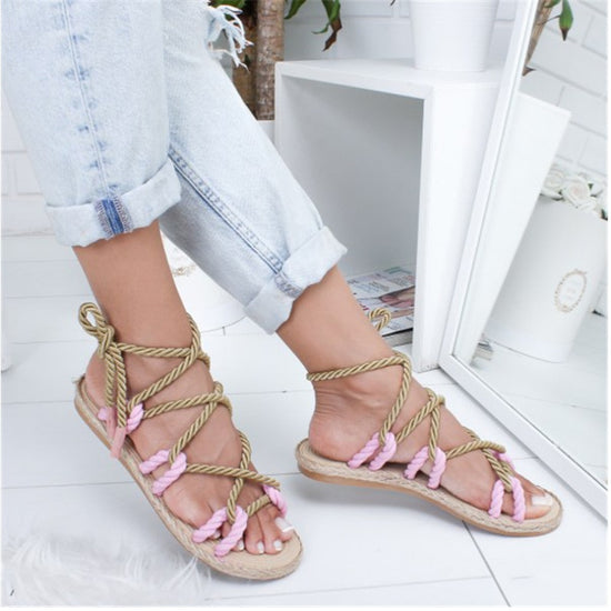 Sandales à cordes confortables - Rose - Nos Sandales