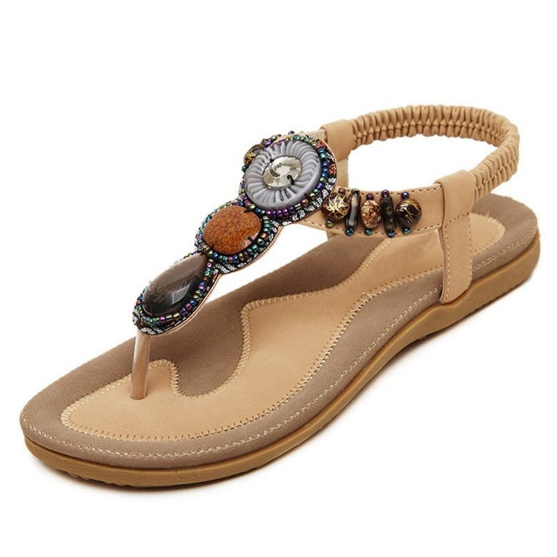 Sandale à cordes avec motif africain pour femme - Beige - Nos Sandales