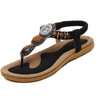 Sandale à cordes avec motif africain pour femme - Noir - Nos Sandales