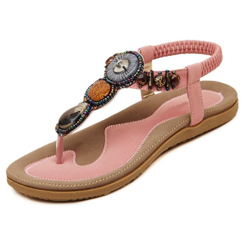 Sandale à cordes avec motif africain pour femme - Rose - Nos Sandales