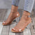 Sandale à talon carré transparente et bout ouvert pour femmes - Beige - Nos Sandales