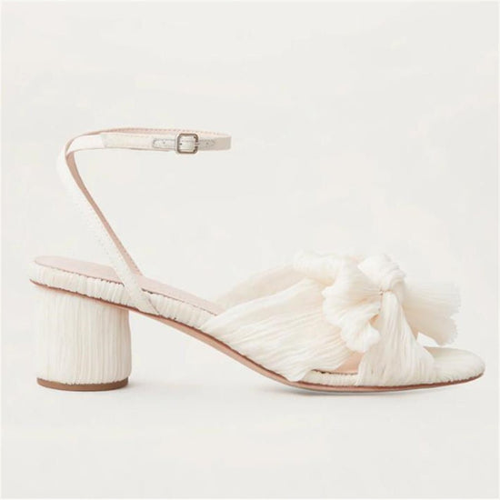 Sandale blanche confortable avec nœud papillon - Blanc 5 cm - Nos Sandales
