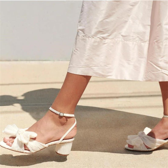 Sandale blanche confortable avec nœud papillon - Blanc 5 cm - Nos Sandales
