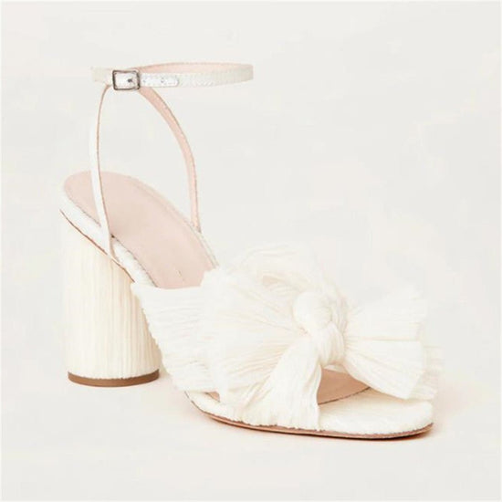 Sandale blanche confortable avec nœud papillon - Blanc 8 cmNos Sandales