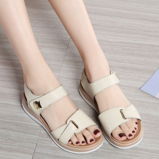 Sandales à Scratch confortable et élégante pour femme - beige - Nos Sandales