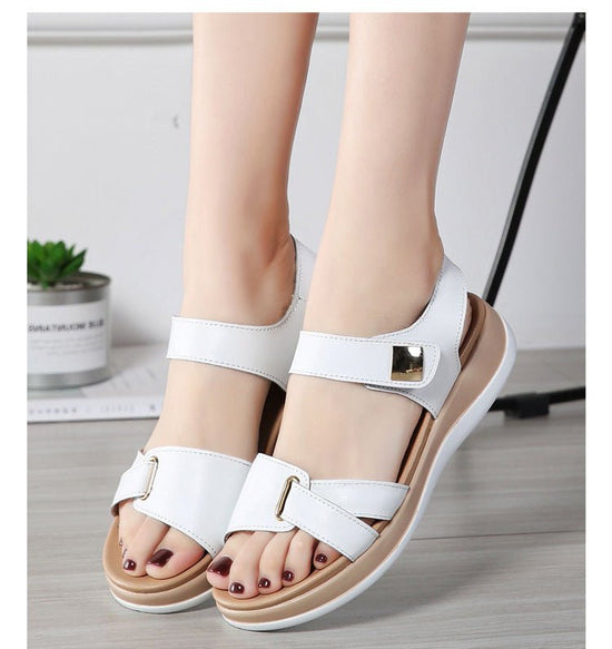 Sandales à Scratch confortable et élégante pour femme - beige - Nos Sandales