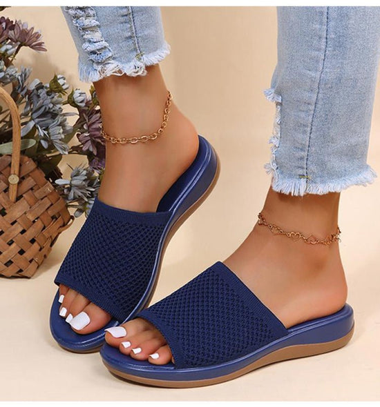 Sandales bleues à talon compensée et bout ouvert pour femme - 36 - Nos Sandales