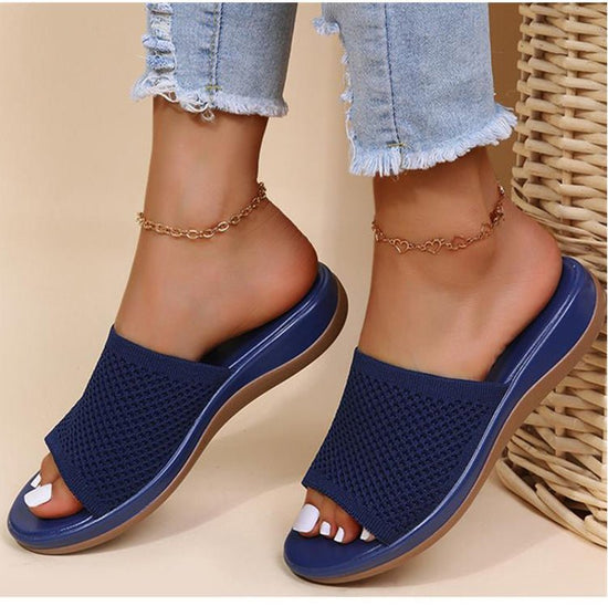 Sandales bleues à talon compensée et bout ouvert pour femme - 36 - Nos Sandales