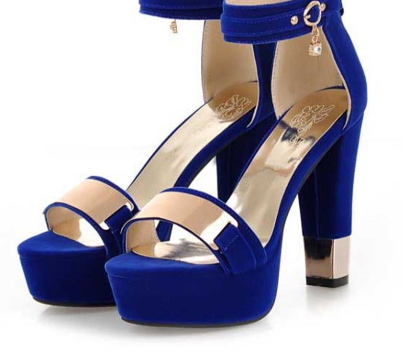 Sandales bleus à talon avec bride pour soirée et pour femme - Bleu - Nos Sandales
