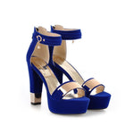 Sandales bleus à talon avec bride pour soirée et pour femme - Bleu - Nos Sandales