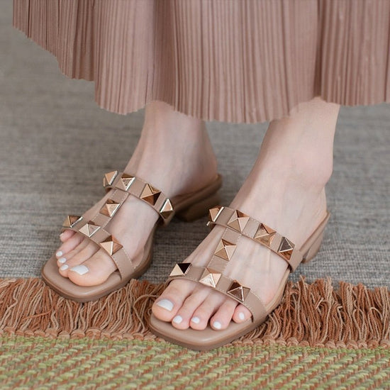 Sandales cloutées à bout carrée pour femmes - 35 - Nos Sandales
