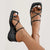 Sandales compensées couleur uni pour femmes - Noir - Nos Sandales