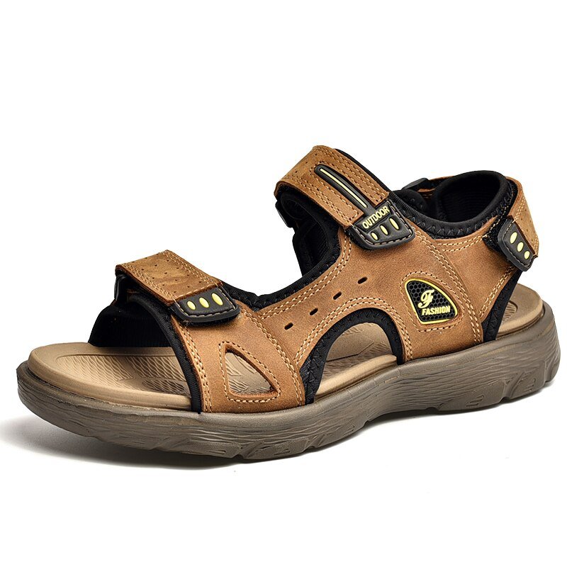 Sandales confortable d'été et décontactée en cuir véritable pour hommes - Marron - Nos Sandales