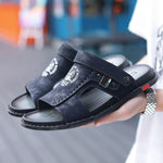 Sandales confortable en cuir véritable pour hommes - Noir - Nos Sandales
