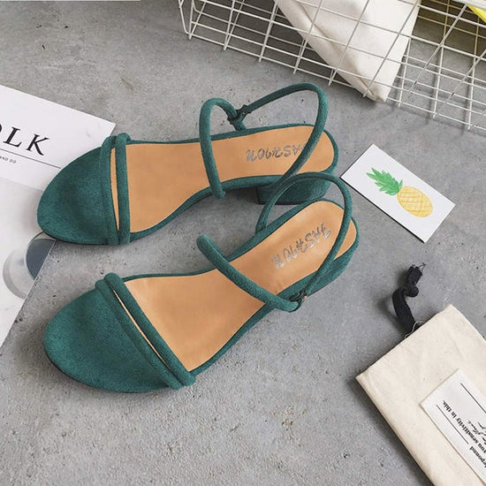 Sandales d'affaires à petit talon pour femme - Vert - Nos Sandales