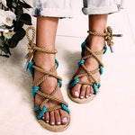 Sandales de plage à cordes pour femmes - Bleu - Nos Sandales