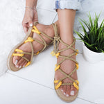 Sandales de plage à cordes pour femmes - Jaune - Nos Sandales