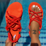 Sandales de plage colorées à corde pour femmes - Rouge - Nos Sandales