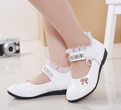 Sandales de princesse élégantes en cuir pour filles - Blanc - Nos Sandales