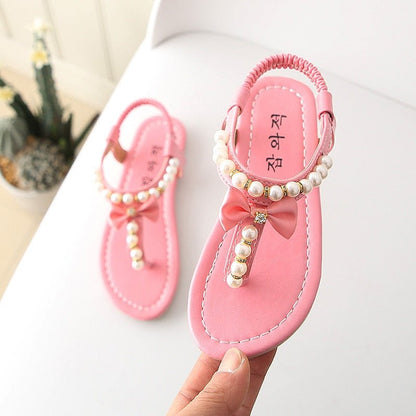Sandales d'été à nœud et avec perles pour filles - Rose - Nos Sandales