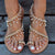 Sandales d'été plates à perles pour femme - Beige - Nos Sandales