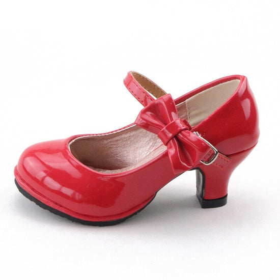Sandales en cuir a noeud papillon avec des talons hauts pour filles - Rouge - Nos Sandales