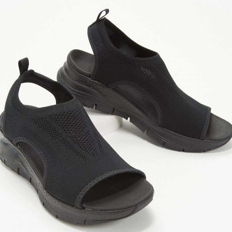Sandales plateformes d'été compensée pour femmes - Noir - Nos Sandales
