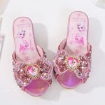 Sandales reine des neiges en cuir pour filles - Rose - Nos Sandales