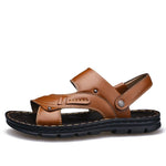 Sandales spartiates plates en cuire et confortable pour hommes - Marron - Nos Sandales