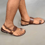 Sandales spartiates Vintage en cuir pour hommes - Marron - Nos Sandales
