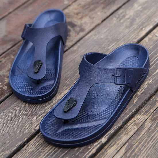 Sandales spatiates de plage en cuire pour homme - Bleu - Nos Sandales