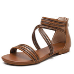 Sandales tropéziene d'été en cuir pour femmes - Marron - Nos Sandales