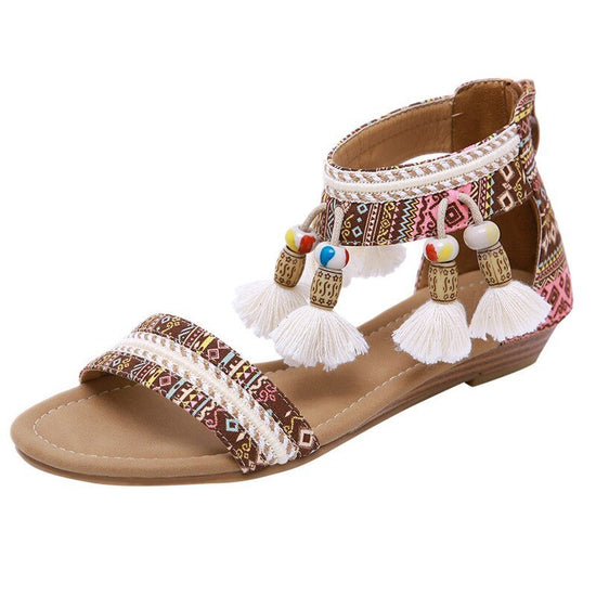 Sandales tropézienne avec style bohème pour femmes - Marron - Nos Sandales